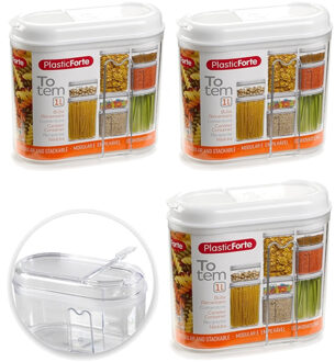 Voorraadbus met strooi deksel - 6x stuks - 1 liter - kunststof