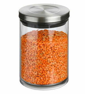 Voorraadbus/voorraadpot 0,6L glas met RVS deksel