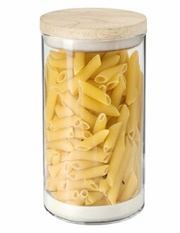 Voorraadbus - voorraadpot - 1000 ml - glas met houten deksel