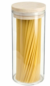 Voorraadbus - voorraadpot - 1300 ml - glas met houten deksel