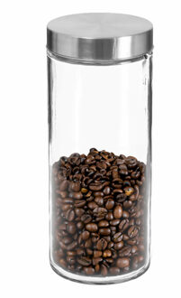 Voorraadbus/voorraadpot - 2L - glas - met RVS luchtdichte deksel