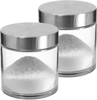 Voorraadbus/voorraadpot - 2x stuks - 0,75L - glas - met RVS luchtdichte deksel