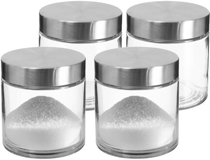 Voorraadbus/voorraadpot - 4x stuks - 0,75L - glas - met RVS luchtdichte deksel