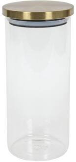 Voorraadpot - 1200 ml - glas - draaideksel - goud - 9.5 x 22 cm - weckpot