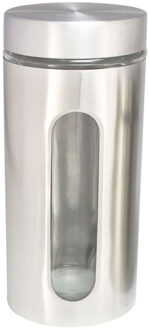 Voorraadpot - 2,2 liter - glas met RVS - bewaarpot - 10 x 22 cm