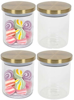 Voorraadpot - 4x - 600 ml - glas - draaideksel - goud - 9 x 12 cm - weckpot