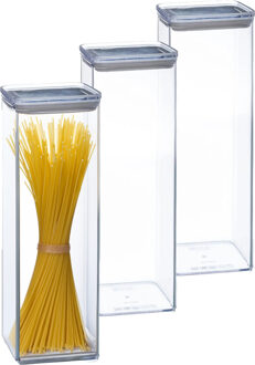 Voorraadpot - 4x - keuken/voedsel - kunststof - 2000 ml - luchtdichte deksel - transparant