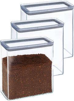 Voorraadpot - 4x - keuken/voedsel - kunststof - 3000 ml - luchtdichte deksel - transparant