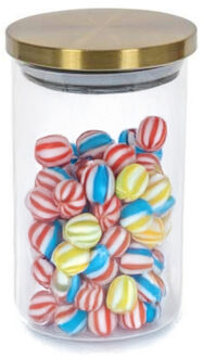 Voorraadpot - 900 ml - glas - draaideksel - goud - 9.5 x 17 cm - weckpot
