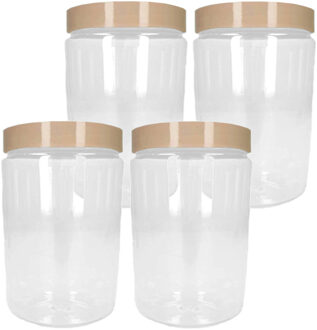 Voorraadpot/bewaarpot - 10x - 375 ml - kunststof - beige - B7 x H12 cm