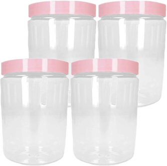 Voorraadpot/bewaarpot - 10x - 375 ml - kunststof - oud roze - B7 x H12 cm