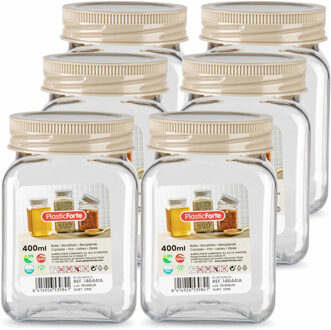 Voorraadpot/bewaarpot - 10x - 400 ml - kunststof - beige - B7 x H11 cm