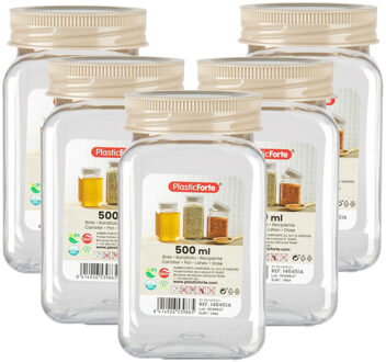 Voorraadpot/bewaarpot - 10x - 500 ml - kunststof - beige - B7 x H13 cm