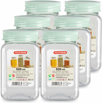 Voorraadpot/bewaarpot - 10x - 500 ml - kunststof - mint groen - B7 x H13 cm