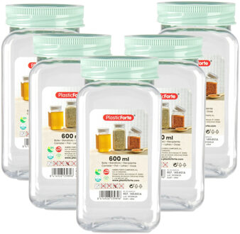 Voorraadpot/bewaarpot - 10x - 600 ml - kunststof - mint groen - B7 x H15 cm