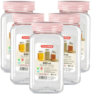 Voorraadpot/bewaarpot - 10x - 600 ml - kunststof - oud roze - B7 x H15 cm