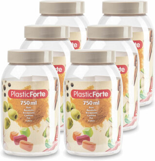 Voorraadpot/bewaarpot - 10x - 750 ml - kunststof - beige - B9 x H15 cm