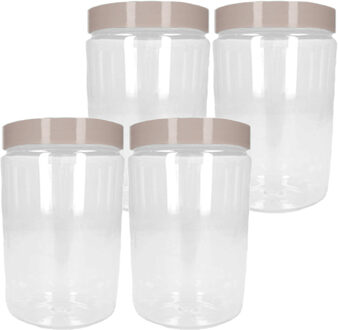 Voorraadpot/bewaarpot - 4x - 1L - kunststof - beige - B10 x H17 cm