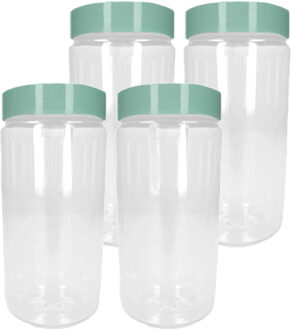 Voorraadpot/bewaarpot - 4x - 450 ml - kunststof - mint groen - B7 x H13 cm
