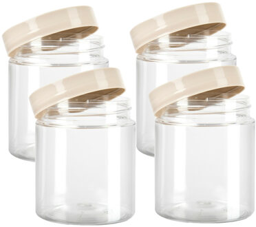 Voorraadpot/bewaarpot - 4x - 600 ml - kunststof - beige - B10 x H12 cm