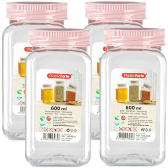 Voorraadpot/bewaarpot - 4x - 600 ml - kunststof - oud roze - B7 x H15 cm