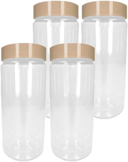 Voorraadpot/bewaarpot - 4x - 650 ml - kunststof - beige - B7 x H18 cm