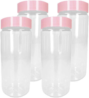 Voorraadpot/bewaarpot - 4x - 650 ml - kunststof - oud roze - B7 x H18 cm