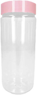 Voorraadpot/bewaarpot - 550 ml - kunststof - roze - B7 x H16 cm