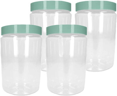 Voorraadpot/bewaarpot - 6x - 375 ml - kunststof - mint groen - B7 x H12 cm