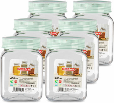 Voorraadpot/bewaarpot - 6x - 400 ml - kunststof - mint groen - B7 x H11 cm