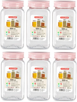 Voorraadpot/bewaarpot - 6x - 400 ml - kunststof - oud roze - B7 x H11 cm