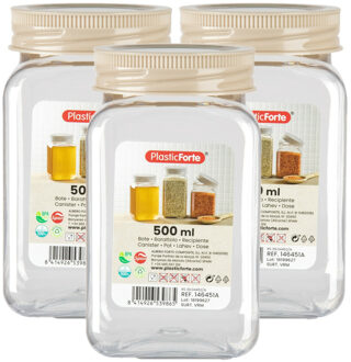 Voorraadpot/bewaarpot - 6x - 500 ml - kunststof - beige - B7 x H13 cm