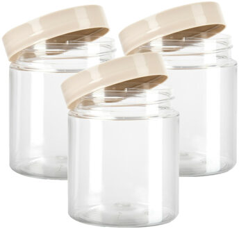 Voorraadpot/bewaarpot - 6x - 600 ml - kunststof - beige - B10 x H12 cm