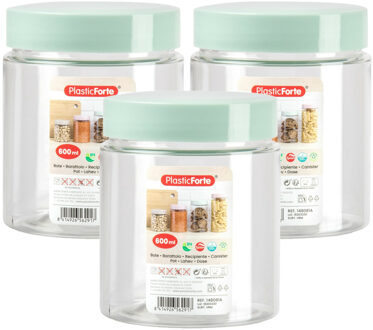 Voorraadpot/bewaarpot - 6x - 600 ml - kunststof - mint groen - B10 x H12 cm