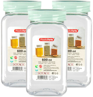 Voorraadpot/bewaarpot - 6x - 600 ml - kunststof - mint groen - B7 x H15 cm