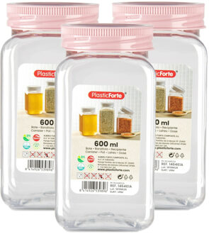 Voorraadpot/bewaarpot - 6x - 600 ml - kunststof - oud roze - B7 x H15 cm