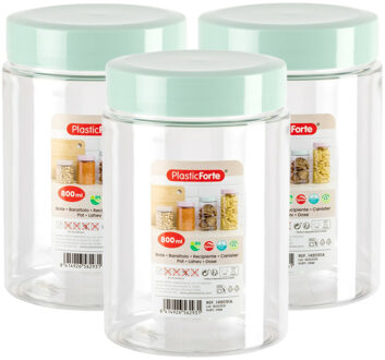 Voorraadpot/bewaarpot - 6x - 800 ml - kunststof - mint groen- B10 x H15 cm