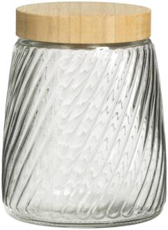 Voorraadpot Camille - 16xØ12 Cm - Bamboe/Glas - Transparant