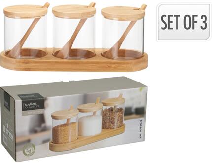 Voorraadpot glas set van 3 stuks transparant