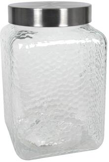 Voorraadpot Glas Vierkant Frosty Relief 2450ml 12,7x12,7x20cm transparant