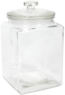Voorraadpot glas vierkant met deksel 3L transparant