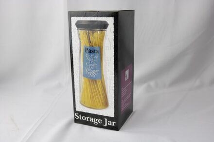 voorraadpot met tekst pasta zwart