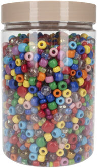 Voorraadpot / opbergpot - knutselspullen - kralen - knopen - 1L - kunststof - beige - B10 x H17 cm