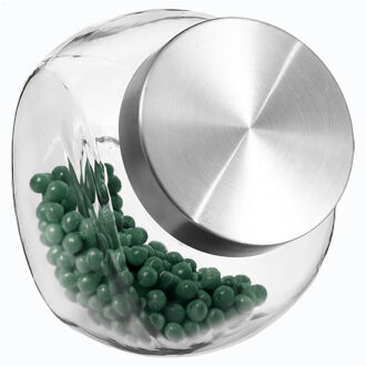 Voorraadpot/snoeppot - 2x stuks - glas - 2,1 liter - met RVS deksel - luchtdichte sluiting