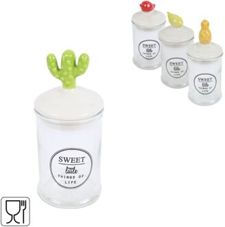 Voorraadpot Sweet glas 13cm 4 assorti transparant