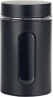 Voorraadpot venster zwart mat 0.9L glas