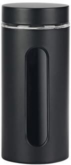 Voorraadpot venster zwart mat 1,2L glas