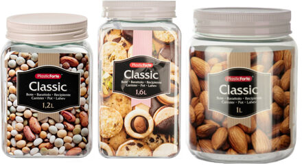 Voorraadpotten / weckpotten - 6x stuks - 1000 ml - 1600 ml - 2000 ml - kunststof