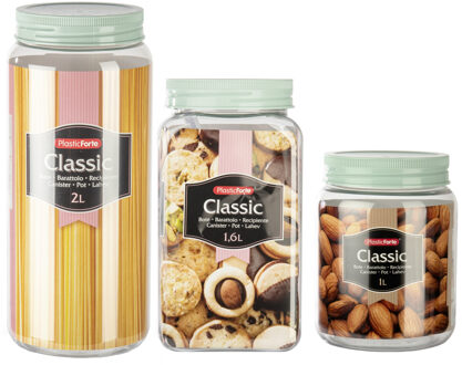 Voorraadpotten / weckpotten - 6x stuks - 1000 ml - 1600 ml - 2000 ml - kunststof