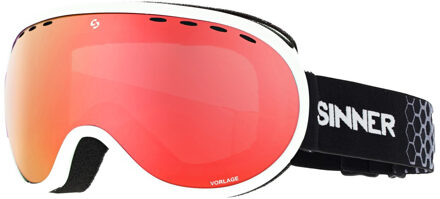 Vorlage Unisex Skibril - Matte White - Double Full Red Mirror